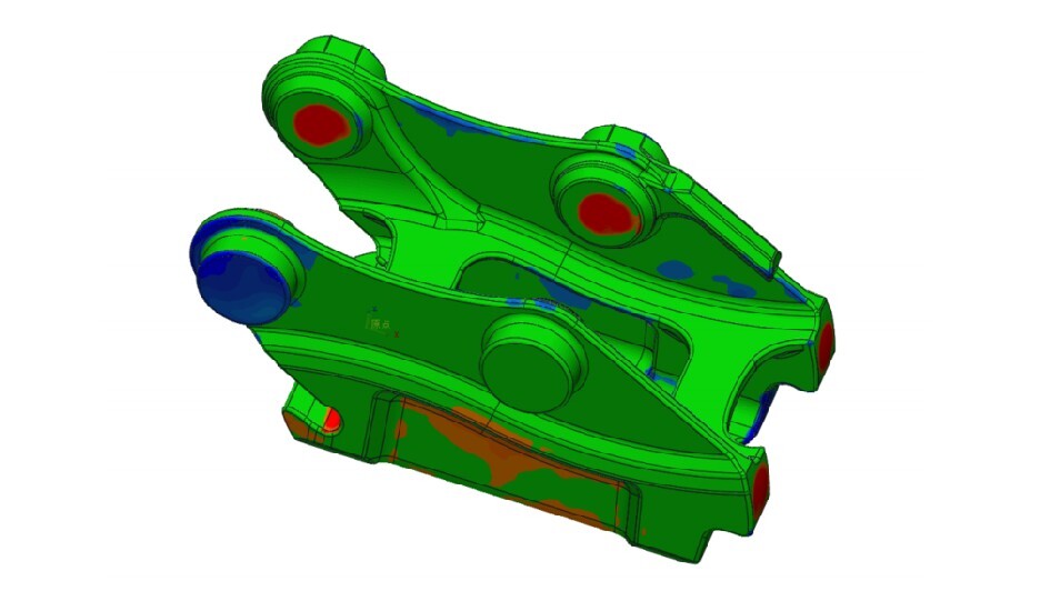 Color map to identify deviations on a part inspected with the FreeScan UE Pro. Color map to identify deviations on a part inspected with the FreeScan UE Pro.
